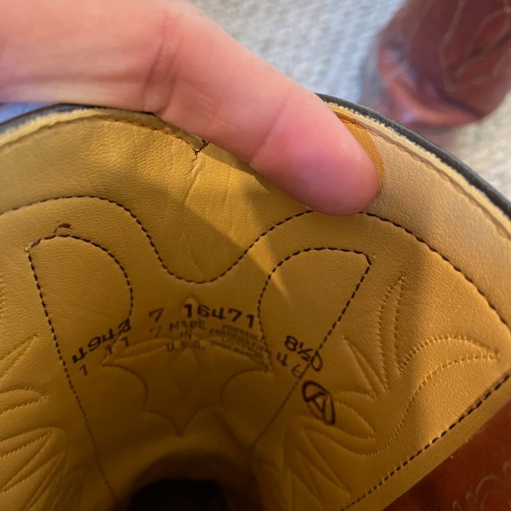 Vintage Acme Cowboy Boots Red Brown Cowgirl Western Point 8.5 Oxblood Leather - Picture 5 of 7